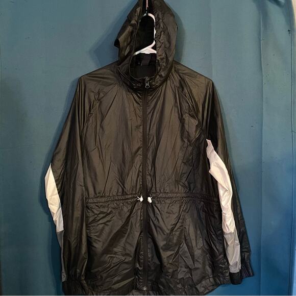 Adidas Black Cinch Waist Lightweight Hooded Marathon Windbreaker Jacket - Picture 1 of 9